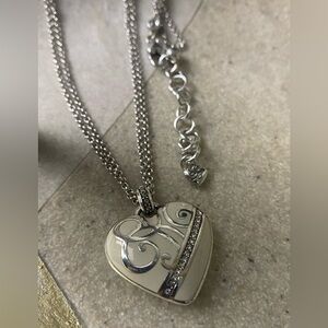 Brighton jewelry Silver Plated Crystal Heart Pendant Necklace